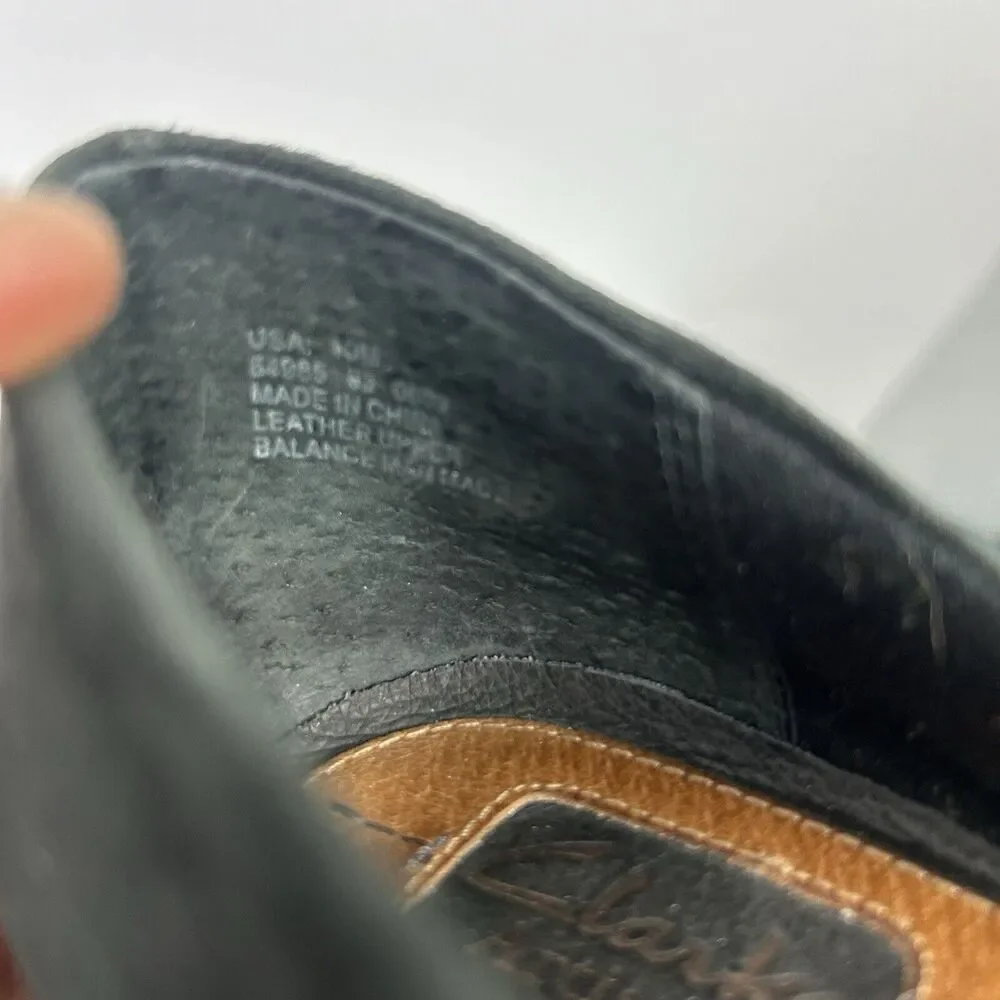 Clarks Diamond Suede Patent Leather Black Double Strap Mary Jane Heels Size 10M - Picture 6 of 7